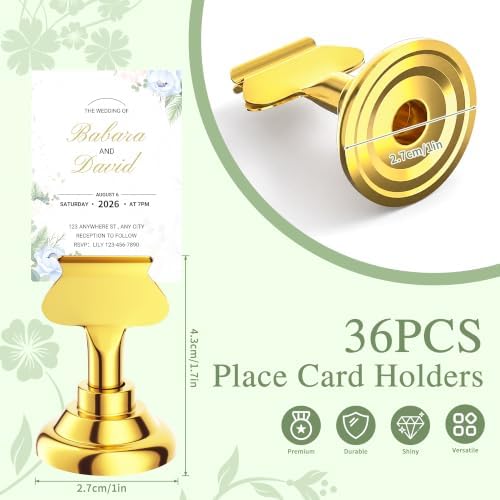 Urban Deco 36 Pieces Table Card Holder Place Card Holders 1.7 inches Gold Steel Card Holders for Photos, Food Signs, Memo Notes, Weddings, Restaurants, Birthdays(Gold 36PK) - Image 2
