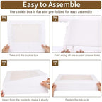 Moretoes 60pcs Bakery Boxes with Window, 14x10x2.5 Inch White Treat Boxes - Image 3