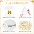 EVELOMO 5 Pack Empty Gift Baskets to Fill - 12" x 10" Large Baskets for Gifts Empty, Sturdy DIY Gifts Baskets Sets with 200g Crinkle Cut Papers for Birthdays Weddings Parties & Holidays (White) - Image 5