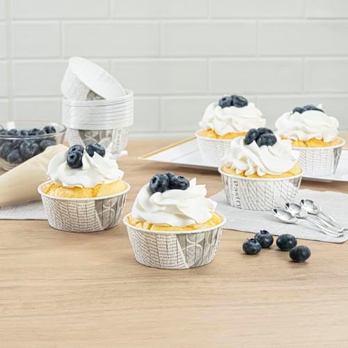 Restaurantware 5 oz Round Paper Newsprint Large Baking Cup, 200 Pack - Image 6