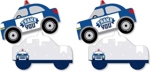 Big Dot of Happiness Calling All Units - Police - Shaped Thank You Cards - Cop Birthday Party or Baby Shower Thank You Note Cards with Envelopes - Set of 12 (Pack of 2) by BigDotofHappiness
