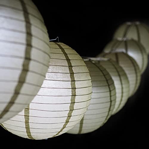 PaperLanternStore.com 12 Inch Gold Paper Lantern Remote Controlled LED Lights (10-Pack Combo Kit) - Image 2