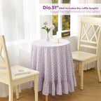 Lavender White Gingham Nightstand End Tablecloth Round Dia.51” - Image 2