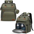 DERJUNSTAR Diaper Bag Backpack, Large Baby Bag with Changing Pad, Thick Padded Back & Straps, Laptop Compartment, Waterproof Travel Backpack with USB Port, Multi-Function for Mom & Dad, Army Green - Image 5