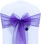 MDS Pack of 100 Organza Chair Sashes for Wedding & Event Décor – Purple - Image 2