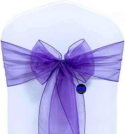 MDS Pack of 100 Organza Chair Sashes for Wedding & Event Décor – Purple - Image 2