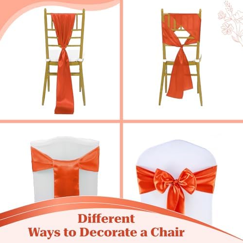 MDS® Pack of 50 Satin Chair Sashes for Wedding & Events – Brunt Orange - Image 4