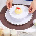 LIYH 60 Pcs White Plastic Plates with Gold Rim, Scalloped Disposable Combo Heavy-Duty Patriotic Plates Includes 30 Dessert Platos & 30 Dinner Platos for Birthday Wedding Party - Image 6