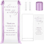 Wedding Welcome Linen Sign Stand with Satin Ribbon(Purple) by Unknown