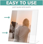 pbf 5x7 Acrylic Sign Holder | 5 x 7 Vertical Stand Up Slanted Sign Holder | Acrylic Stands for Display | Clear Picture Frame, Menu Table Top Stand, Plastic Flyer Holder (24-Pack) - Image 5