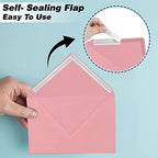 Darling Souvenir A6 Baby Pink Invitation Envelopes (4 3/4 x 6 1/2) Euro V-Flap 80 LBS Self-Adhesive Perfect for Weddings, Birthday, Baby Shower,Greeting Cards -Packs & Colours Available - Image 5