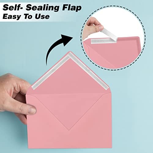 Darling Souvenir A6 Baby Pink Invitation Envelopes (4 3/4 x 6 1/2) Euro V-Flap 80 LBS Self-Adhesive Perfect for Weddings, Birthday, Baby Shower,Greeting Cards -Packs & Colours Available - Image 5