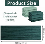 Cheesecloth Table Runner 10 Pack Sage Green and Dark Green, Boho Gauze Table Runner 10Ft 120 Inches Long for Wedding Decor, Party & Home Table Decoration - Image 2