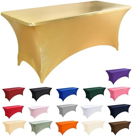 2-Pack 8ft Spandex Table Covers for Rectangle Folding Tables - Washable Elastic Tablecloth - Ultimate Fitted Table Protector for Birthday Parties, Trade Shows, Banquet - Image 3