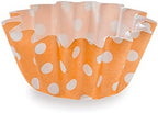 Restaurantware-Premium 0.4-oz Baking Cups: Small-Flared Paper Baking Cups Perfect for Muffins, Cupcakes or Mini Snacks - Hot Orange Polka Dot Print Design - Disposable - 200-CT - Image 2