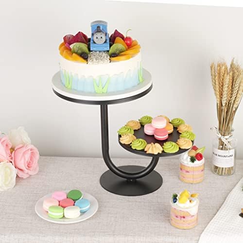 2 Tier Cake Stand, Metal Cupcake Stand Dessert Display Trays of 10/8 Inch, Tall Cake Stand for Wedding, Baby Shower, Home Decor, Throw Events and Parties (Matte Black) - Image 3