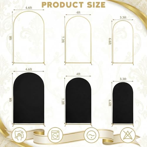 Toolterritary Set of 3 Metal Arch Backdrop Stand with Cover Set, (8FT, 7.2FT, 6.6FT Wedding Arch and Cover Set), Backdrop Arch for Party, Baby Shower, Birthday, and Graduation Ceremony - Image 7