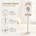 Radezon 12 Pack Silver Table Number Holders, 8inch Weighted Base Place Card Holders for Outdoor Wedding, Windproof Sturdy Metal Photo Stands for Reception Tables, Parties & Events - Image 3