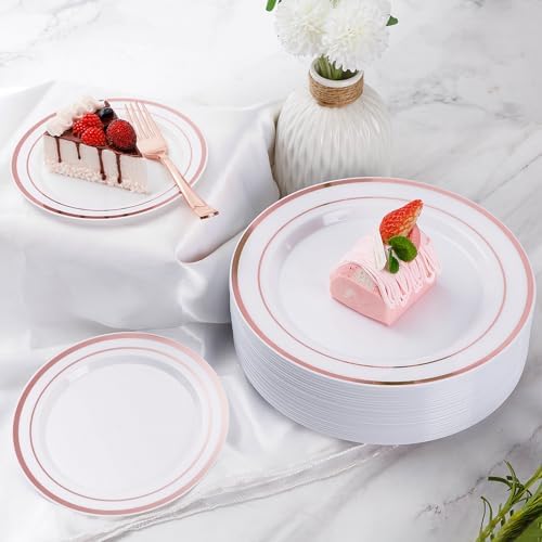 Goodluck 600 Pieces Rose Gold Disposable Plates for 100 Guests - Image 6
