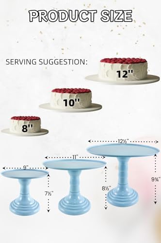 3 Pcs Blue Cake Stand Set Round Plastic Cupcake Stand Holder Dessert Table Display Set, Dessert Serving Platter for Tea Party, Birthday, Wedding, Baby Shower - Image 2