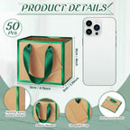 Yeaqee 50 Pcs Mini Metallic Paper Gift Bags with Handle, Kraft, Green - Image 2