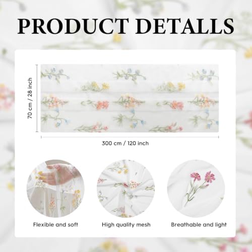 Artoid Mode 6PC Floral Milky White Embroidery Table Runner 120 Inch 10FT - Image 6