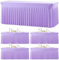 gogoparti 4 Pack Spandex Purple Fitted Table Cloth for 8ft Rectangle Tables Purple Stretch Tablecloth Table Covers Skirt Banquet Wrinkle Free Tablecloths for Parties Wedding by Gogoparti
