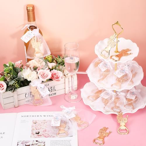 Vesici 90 Pcs Carriage Bottle Opener Party Favors, Gold with Thank You Tags - Image 4