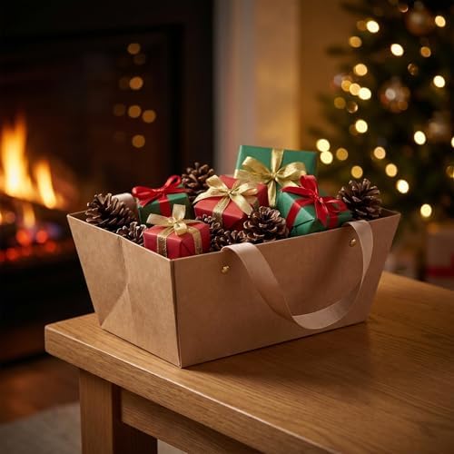 WRITWAA 10pcs Empty Baskets Kraft Basket Bulk with Handles 9.8x6.5x4.3 Easy to Fill for Wedding Party Graduation Birthday Baby Shower Thanksgiving Christmas Brown - Image 5
