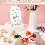 Hiboom 75 Pcs Baby Shower Wood DIY Print Car Set, Pink, Flower - Image 5