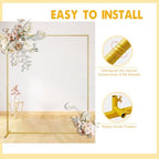 Gold Wedding Arch Backdrop Stand, 6.6FT*6.6FT Square Balloon and Flower Metal Aluminum Frame for Ceremony, Anniversary, Party, Baby Shower Photo Booth Decoration. - Image 3