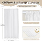 20ft x 10ft Cream White Backdrop Curtains, Wrinkle-Free Sheer Chiffon Fabric Photo Backdrop Drapes for Wedding Arch Party Ceremony Stage Photography Decorations - Image 5
