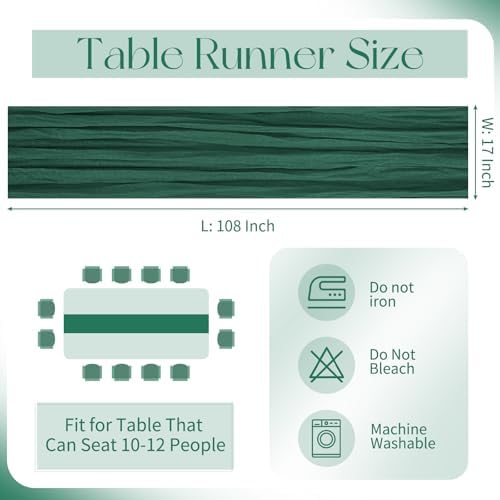 20 Pack Cheesecloth Table Runner - 17x108 Inch Emerald Green Boho Gauze Cheese Cloth Table Runners for Baby Bridal Shower Decoration Wedding Party Summer Garden Farmhouse - Image 2