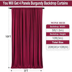 20ft×10ft Wrinkles Free Burgundy Backdrop Curtain for Wedding Party, 4 Panels 5×10ft Soft Silky Polyester Wine Red Photo Backdrop Drapes for Birthday Parties Baby Shower Mother‘s Day Photography - Image 3