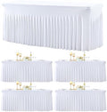 gogoparti 4 Pack Spandex White Fitted Table Cloth for 6ft Rectangle Tables White Stretch Tablecloth Table Covers Skirt Banquet Wrinkle Free Tablecloths for Parties Wedding by Gogoparti