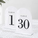 UNIQOOO White Arch Wedding Table Numbers with Stands 1-30, 5x7" Acrylic Signs and Holders, Perfect for Centerpiece, Reception, Decoration, Party, Anniversary, Event by UNIQOOO