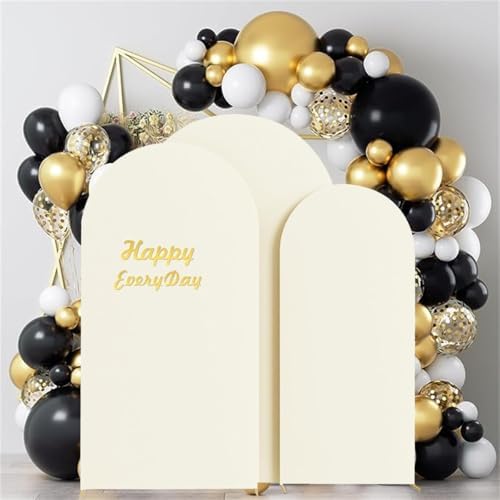 HAINARverS Set of 3 Stretchy Arch Backdrop Covers, Ivory, 6/6.6/7.2FT - Image 2