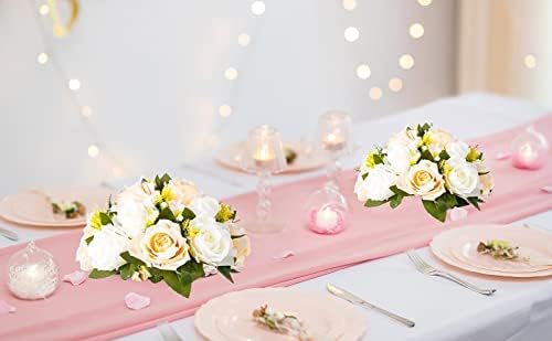 Flower Balls Wedding Flower Centerpieces: 6 Pcs Fake Roses with Base Table - Image 6