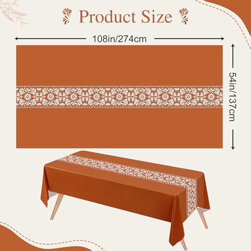 Cielito Lindo Mexican Tablecloth, 54×108 Inch, Terracotta, 8 Pcs - Image 2