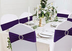 50 Pack Purple Chair Sashes, Purple Chairs Bands for Wedding Party Decor, Spandex Chair Bows with Buckle for Banquet Bridal Shower Decoration, Chair Ties - Image 3
