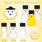 Patelai 96 Pcs 2 oz Plastic Honey Bear Bottle Bear Shape Clear Jar, Black - Image 4