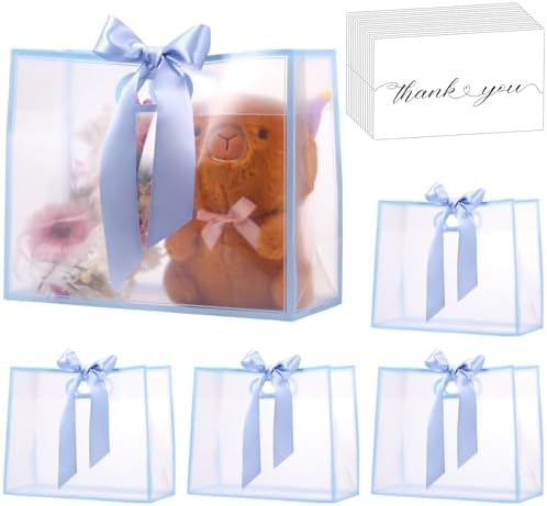 GAWBYET 24 Pcs Clear Plastic Gift Bags with Handles,Blue by Unknown
