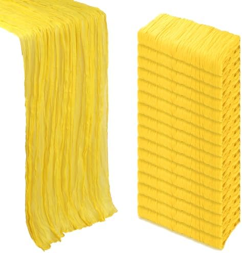 16 Pack 23 x 120 Inch Lemon Yellow Table Runner 10Ft Cheesecloth by Heneger