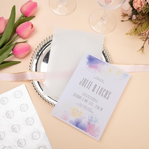 Pre-Folded Vellum Paper with Sealing Stickers, Translucent Envelopes for Wedding Invitations Cards Baby Shower Birthday - Image 5