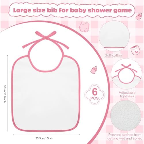 6 Sets Bottle Chug Baby Shower Games Juegos Para Plastic Baby Bottles Bibs Disposable Diapers Gender Reveal Games Baby Changing Diaper Race Game Decoration (Pink) - Image 3