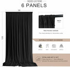 30ft x 10ft Wrinkle Free Black Backdrop Curtain for Parties, 6 Panels 5X10ft Polyester Black Photo Backdrop Drapes Back Drop Cloth for Birthday Wedding Party Photography Background - Image 2