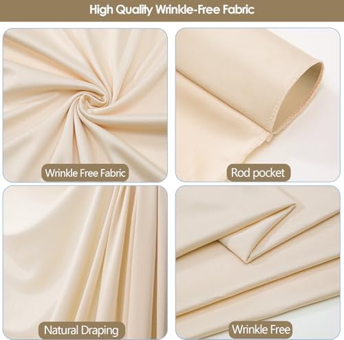 20x10ft Wrinkle Free Cream Backdrop Curtain for Parties Soft Fabric Drapes Wedding Curtain Backdrop for Birthday Party Decorations Background for Photography 5x10ft,4 Panels - Image 4