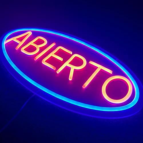 Abierto Open Neon Sign for Business, Spanish Large Open LED Light up Sign, Open Neon Lights for Bar Restaurant Coffee Salon Store Shop Wall Window Display,Business Open Sign - Image 7