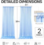 Blue Satin Backdrop Curtains 2 Panels - Glitter Photo Drapes for Baby Shower, 10x10FT Shimmer Back Drop Cloth, Wrinkle Free for Birthday Party Prom Wedding Background - Image 6