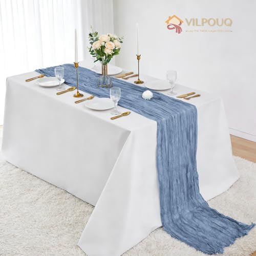 12Pack Dusty Blue Cheesecloth Table Runner 10FT Wedding Party Decor - Image 2